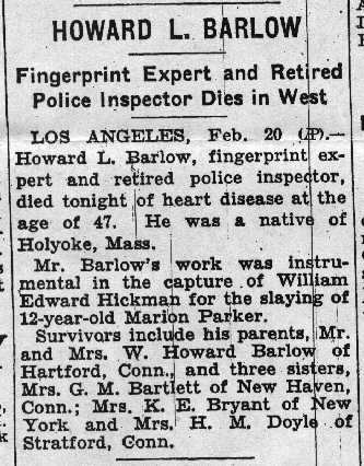 Howard L. Barlow newspaper obituary