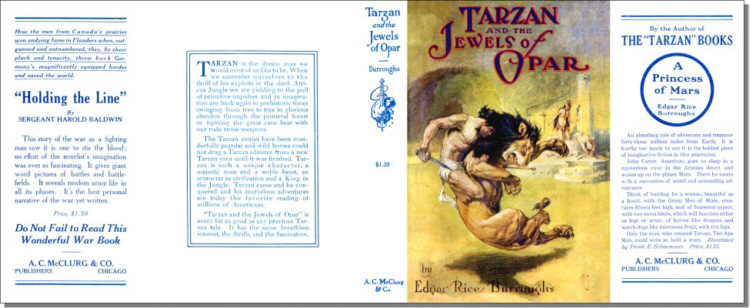 Tarzan and the Jewels of Opar dust jacket